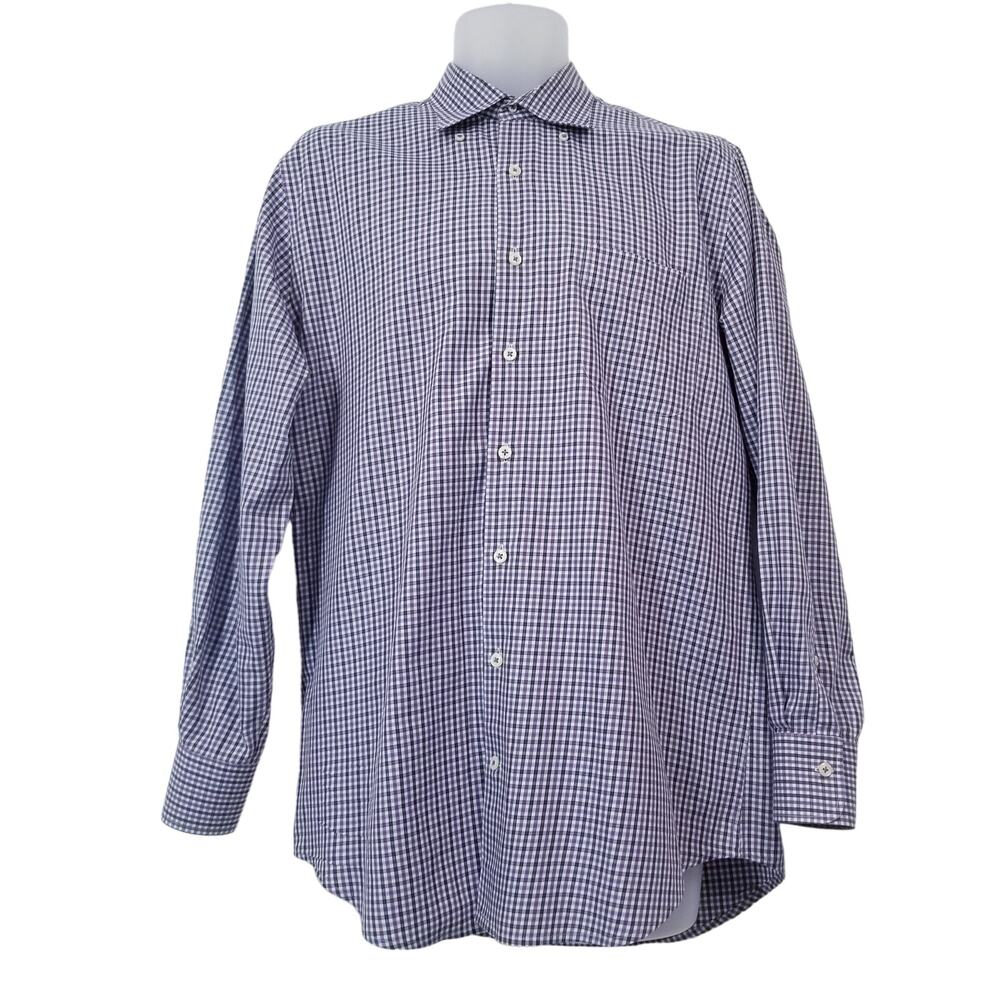 Peter Millar 100% Cotton Plaid Collared Long Sleeves Shirt